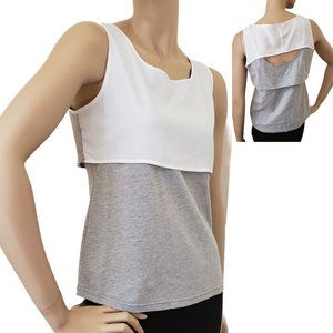 Prischu Essentials Colorblock Layered Tank Top SZ M Gray White